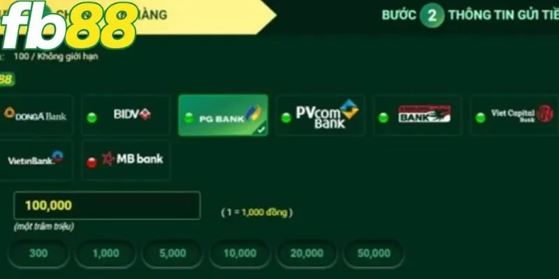 Nạp tiền FB88 qua ngân hàng